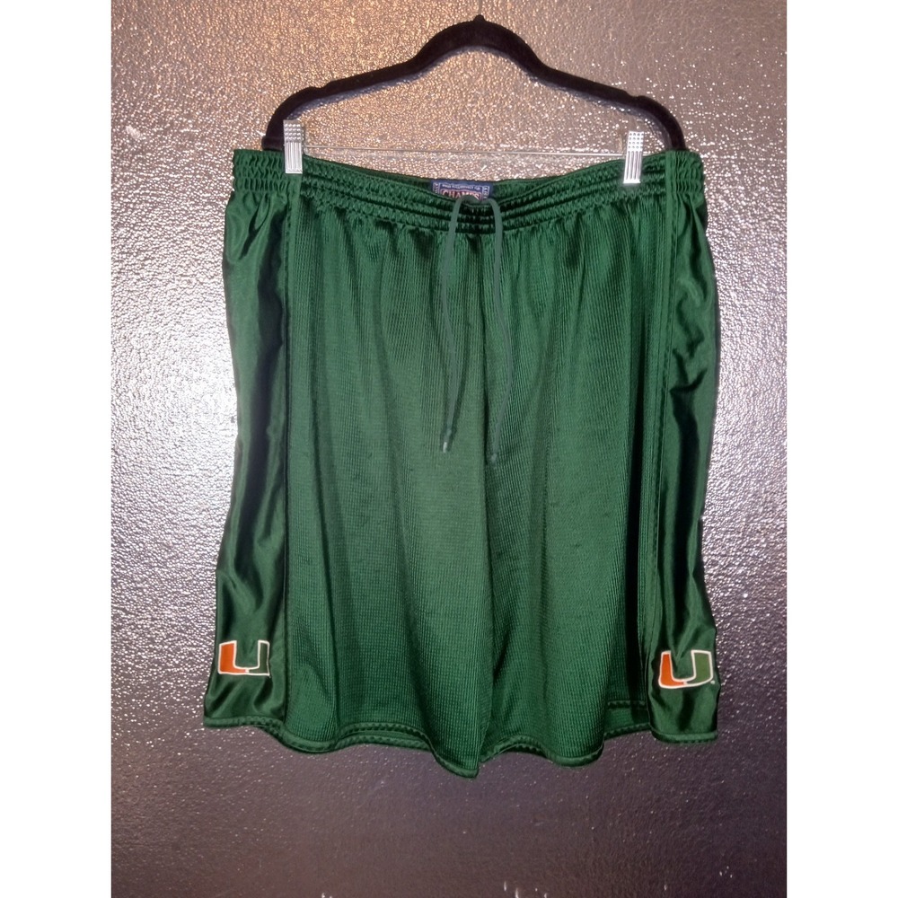 VINTAGE 90's Miami Hurricanes Shorts Mens 2XL Basketball Y2K Champs Sports Green